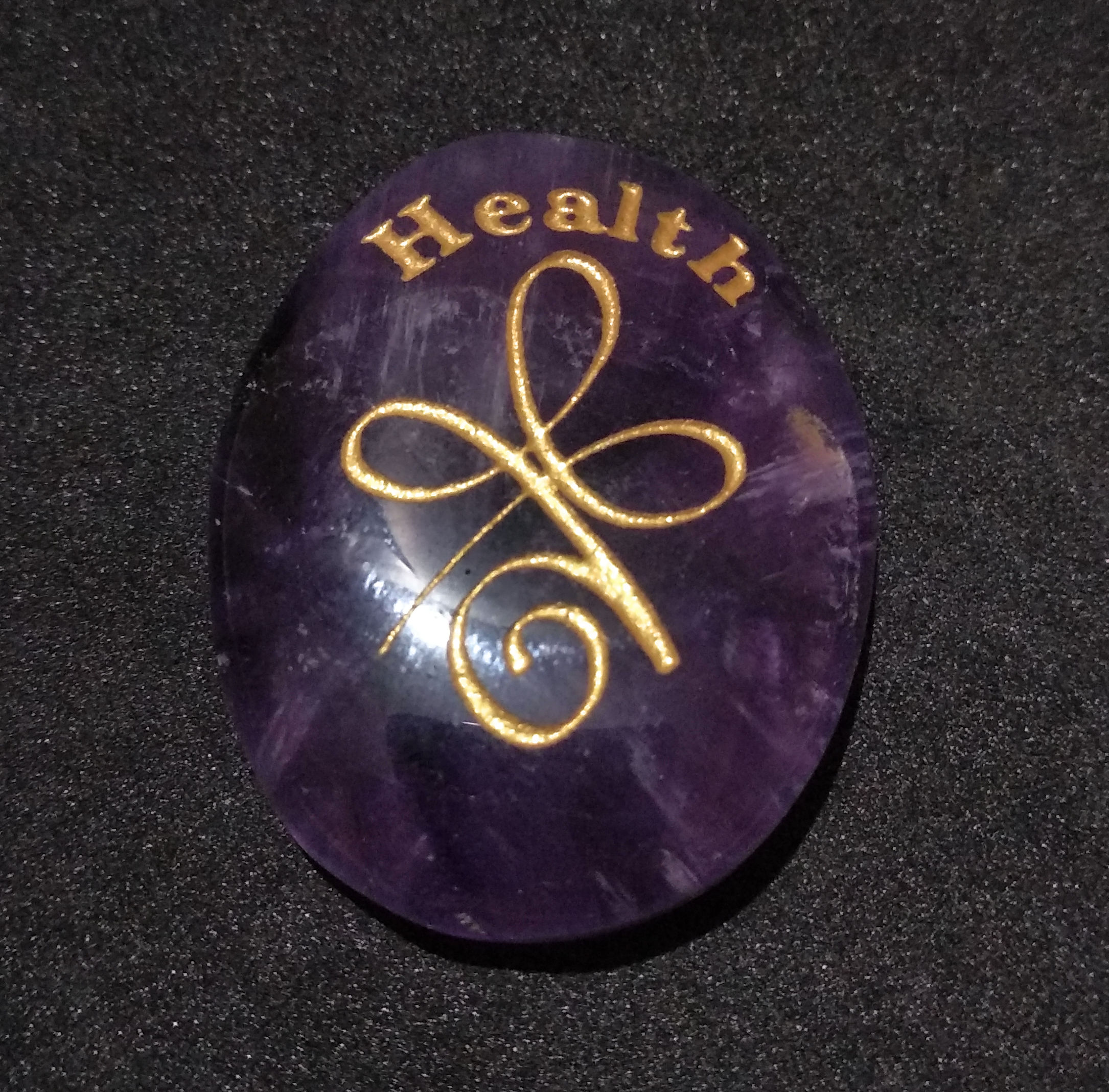 ZIBU symbol engraving on crystal pebble :For Health