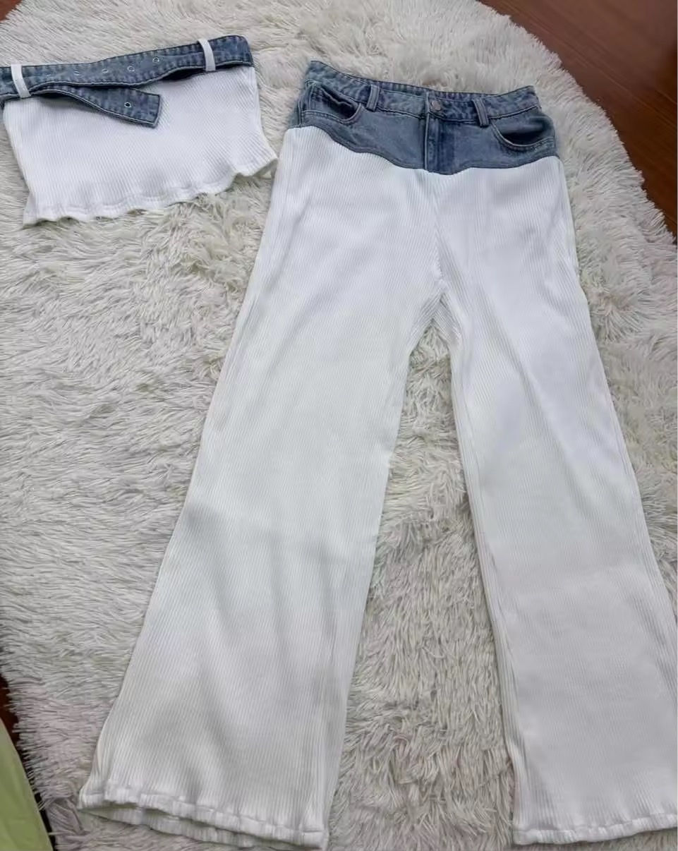 Thumbnail: Denim Contrast Top And Trousers