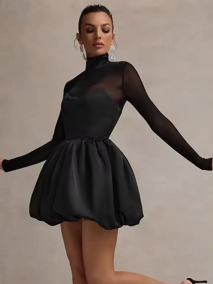 Miniatura: Sheer High Neck Puff Dress