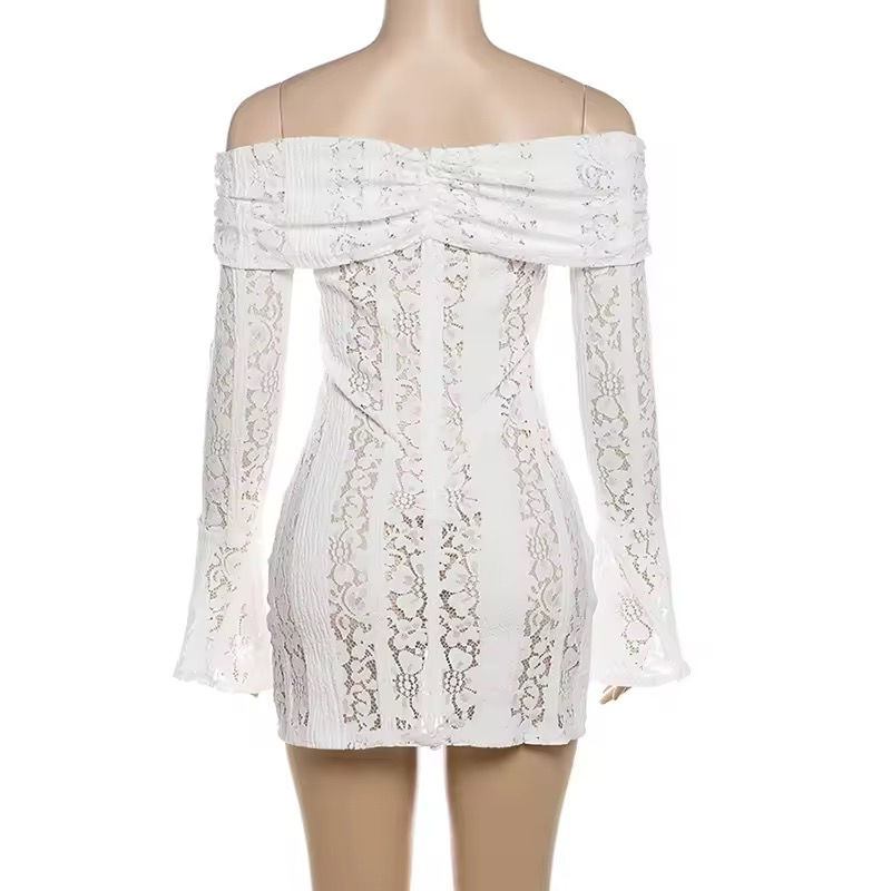 Thumbnail: Lace Off Shoulder Flared Sleeved Short