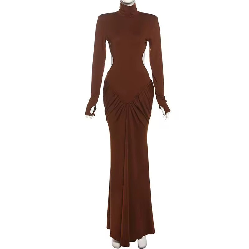 Thumbnail: Turtleneck Ruched Cutout Bodycon