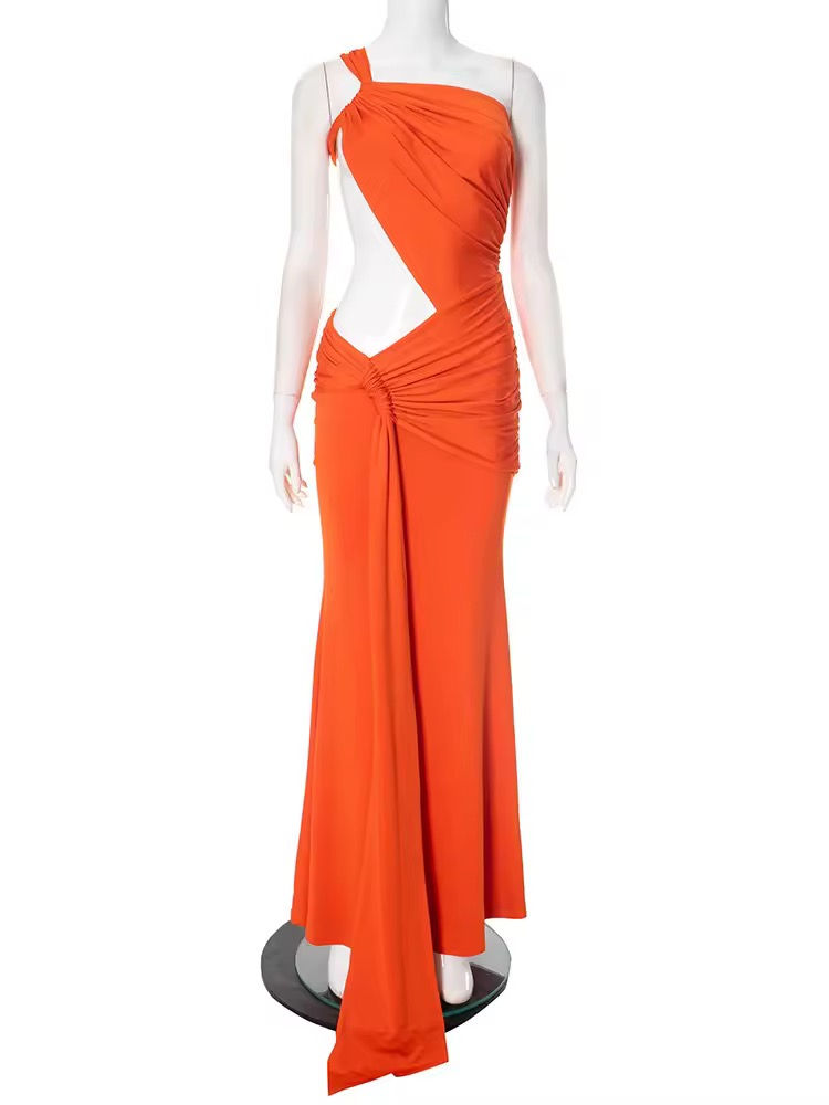 Miniatiūra: Orange Cut Out Long Dress And Bikini Set on a mannequin, elegant design, LUV RUSH.