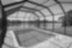 Swimming pool screen enclosure in a Florida property next to a water body and local forest | Pool Paint Screen LLC