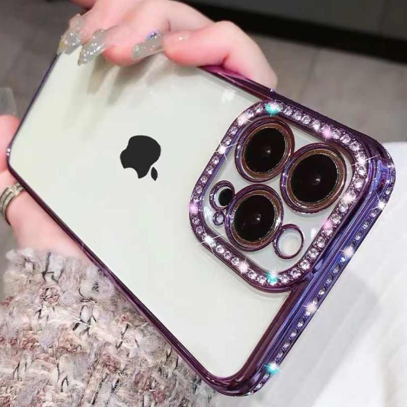 Miniaturebillede: Luxury Glitter Diamond Transparent Case for iPhone 13 11 12 14 Pro Max Plus