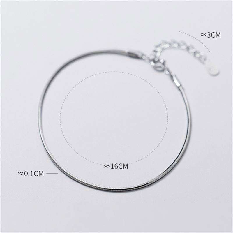 Küçük resim: 925 Sterling Silver Glossy Snake Chain Bracelet