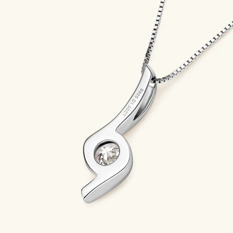 Miniature : Moissanite Twist Pendant Necklace in 925 Sterling Silver