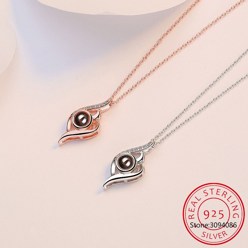 Miniatura: 925 Sterling Silver Necklace, 'I Love You In 100 Languages' Projection