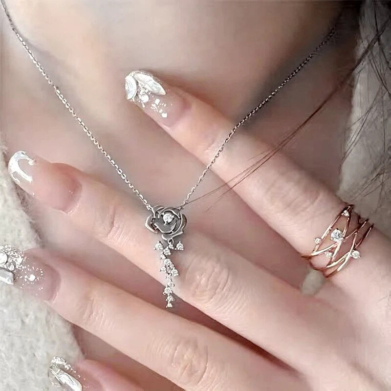 Miniatura: Rose Moissanite Jewellery Set in 925 Sterling Silver & Gold with D Color Diamond