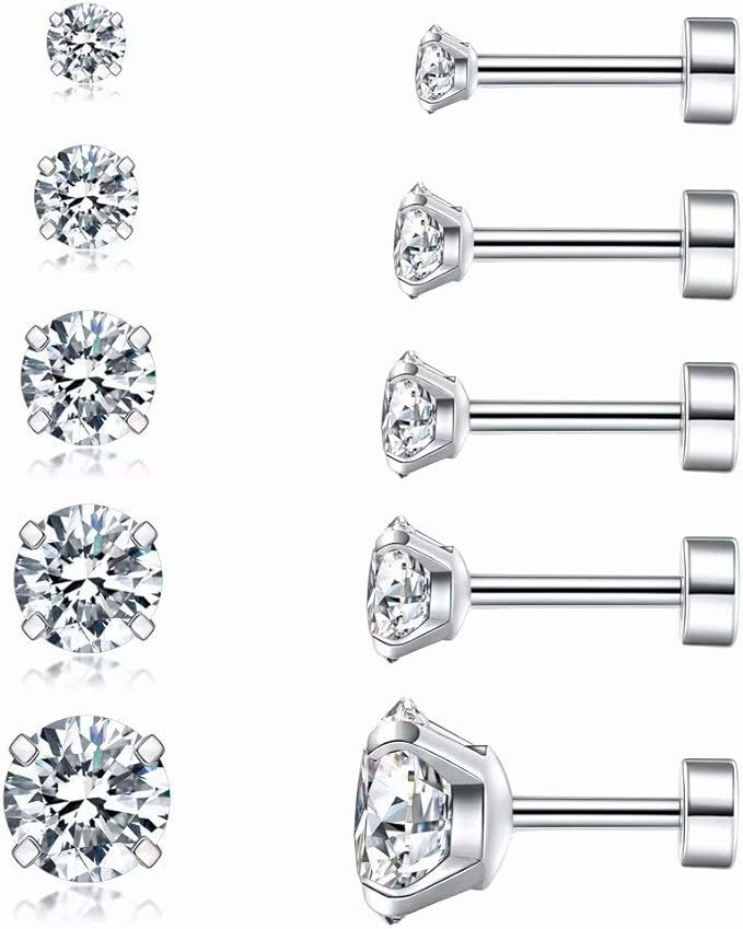 Cubic Zirconia Hypoallergenic Stud Earrings