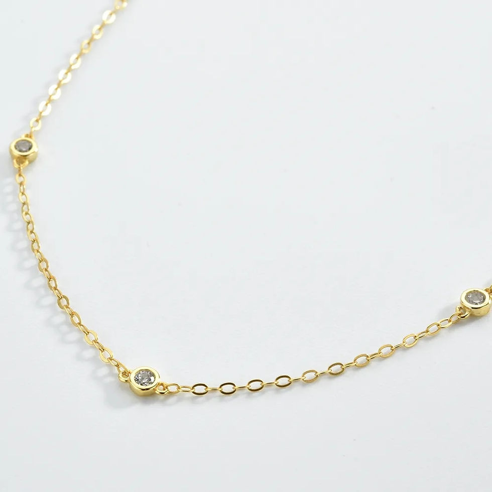 Miniaturebillede: 925 Sterling Silver Gold Round CZ Zircon Charm Choker Necklace Luxury Jewellery
