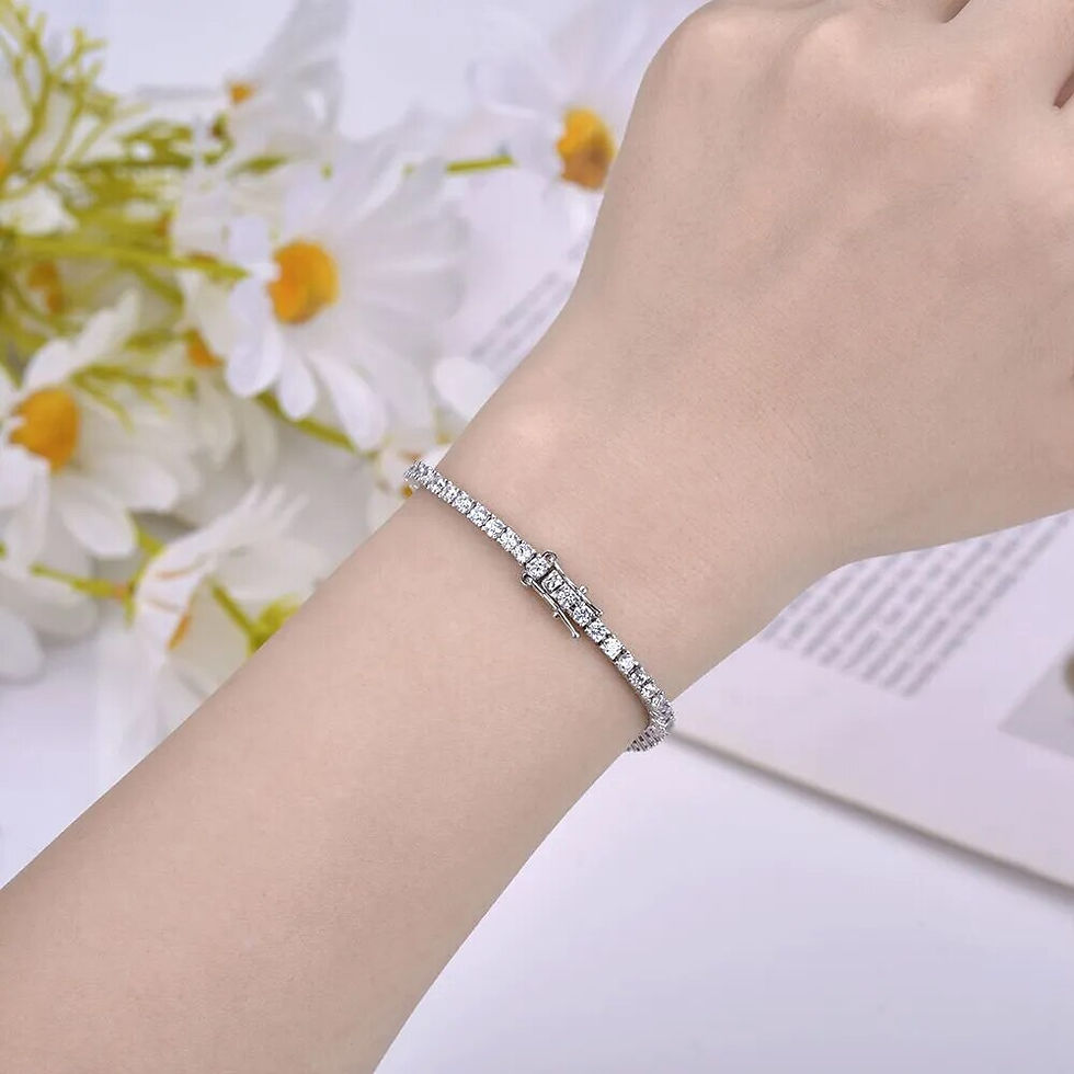Miniatura: 3mm D Color Moissanite Tennis Bracelet - 925 Sterling Silver & 18K Gold Plated