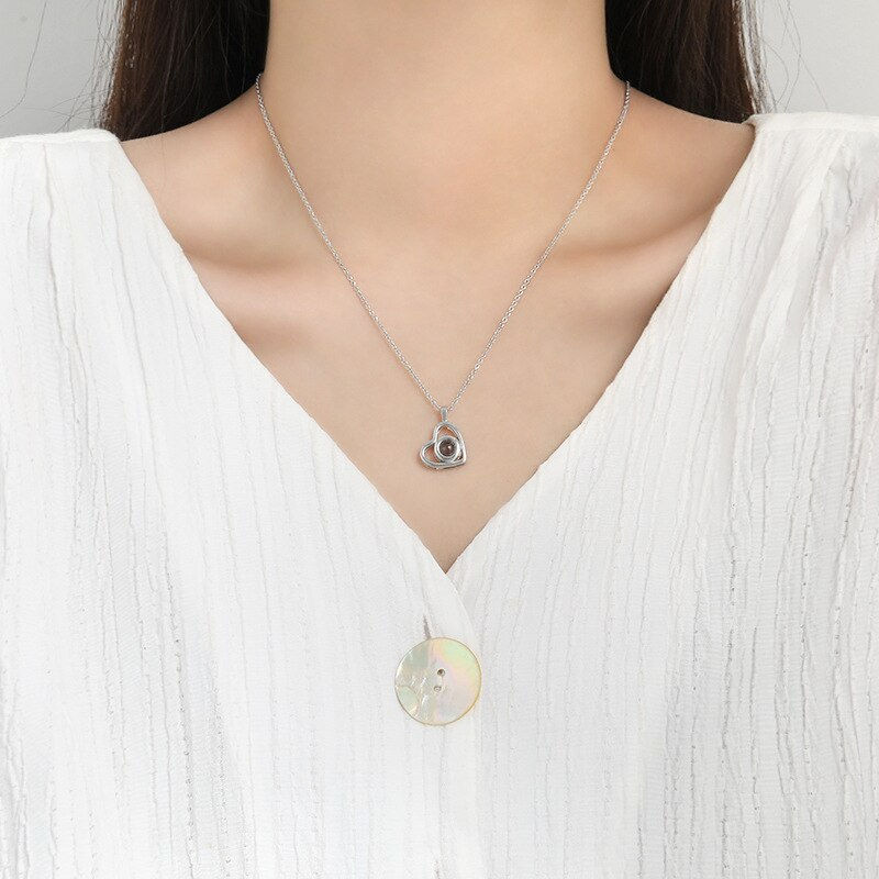 Miniature : Personalised Photo Projection Necklace, Hollow Heart,  Jewellery Love Memory 