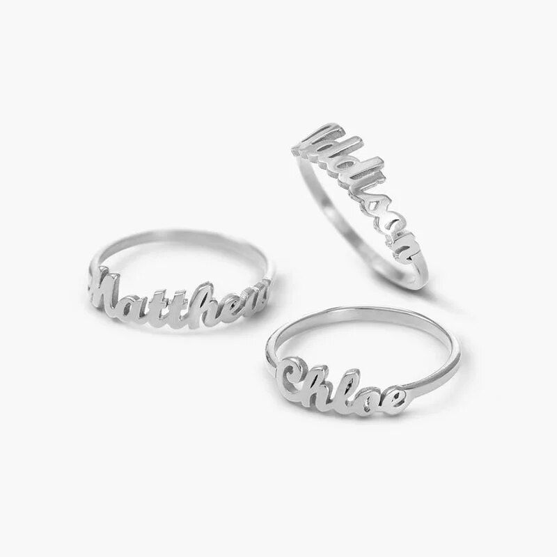 Thumbnail: 925 Sterling Silver, 18K Gold Plated Name Ring