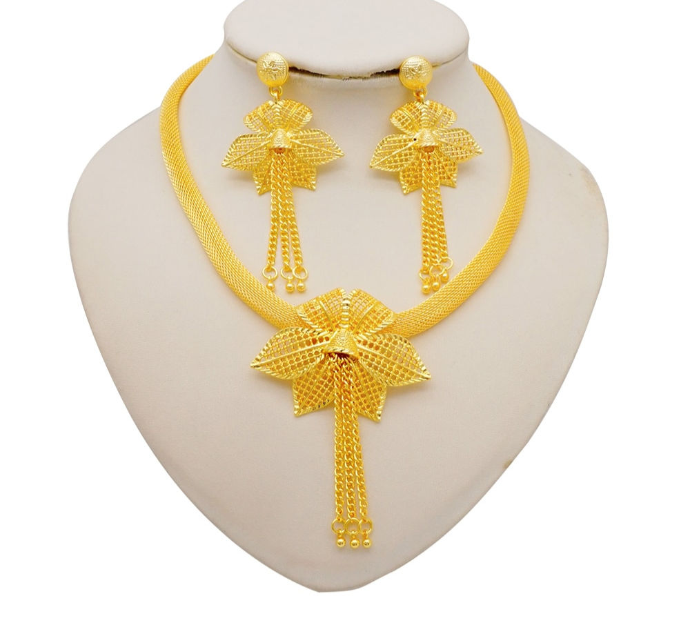  Bridal Tassel Flower Pendant Necklace Earrings