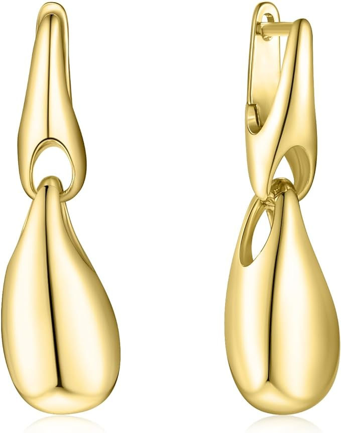 Chunky Gold Hoop Earrings Lightweight Waterdrop