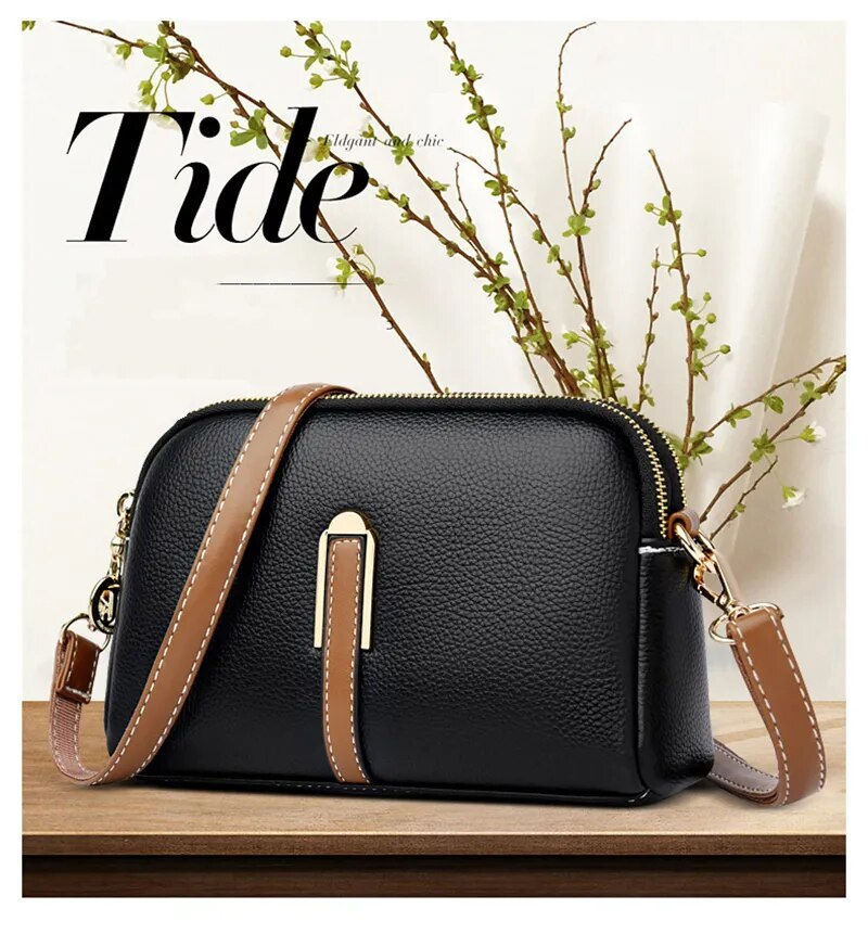 Miniaturbild: 100% Genuine Leather Shoulder bag Women's Handbag Designer Cowhide Flap Bag