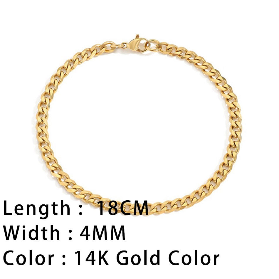 Miniaturebillede: Classic Snake Chain Bracelets - Gold-Plated Stainless Steel, Various Sizes