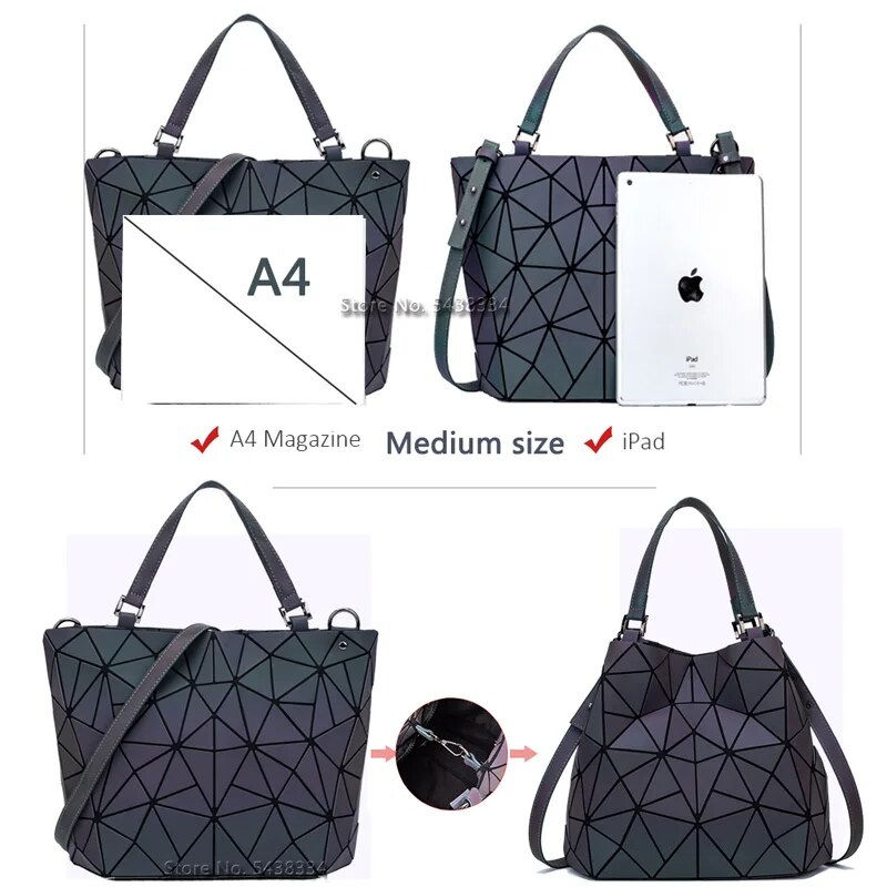 Miniaturebillede: Luminous Geometric Shoulder Bag Set Folding - Your Versatile Companion  