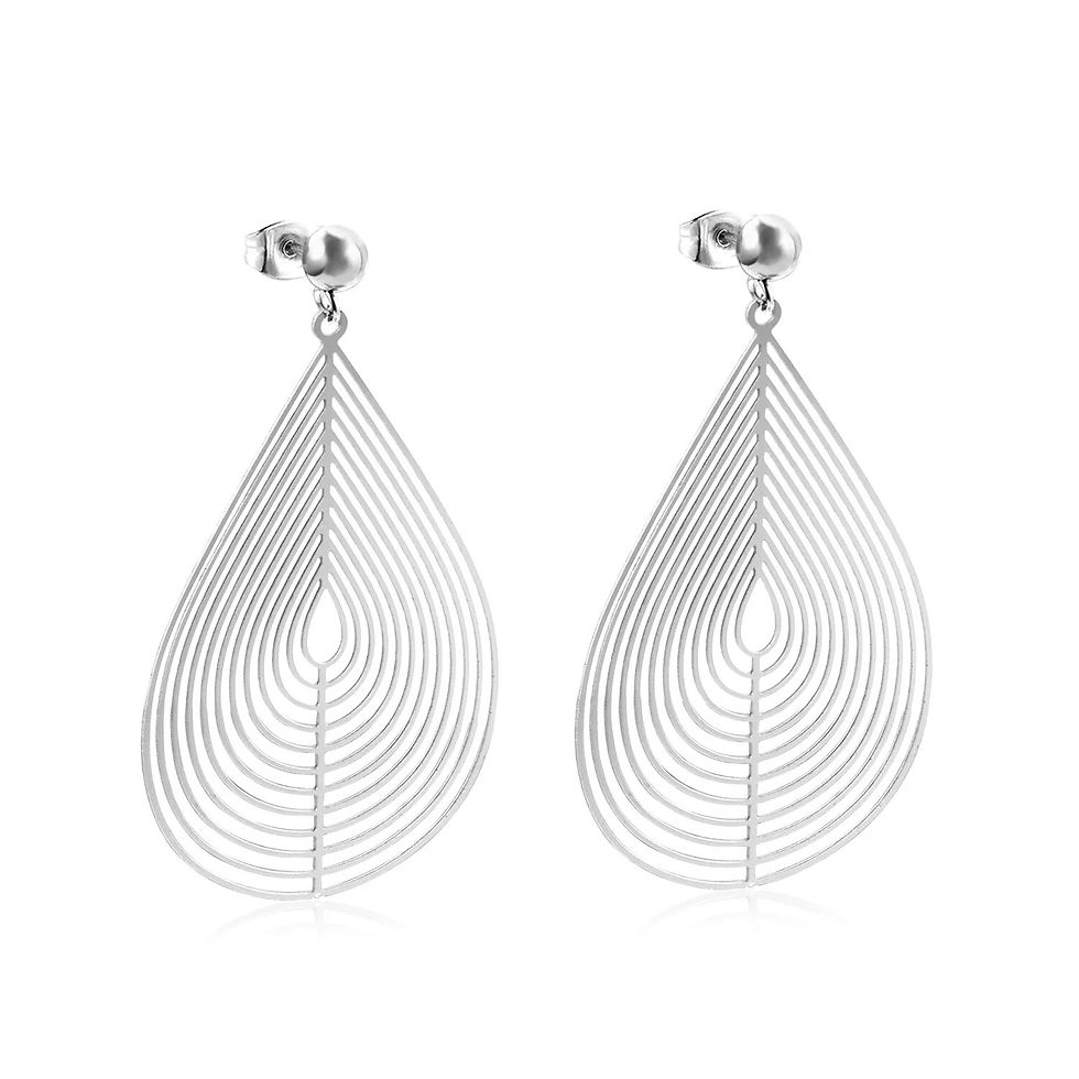 Miniature : Stainless Steel Water Drop Dangle Earrings