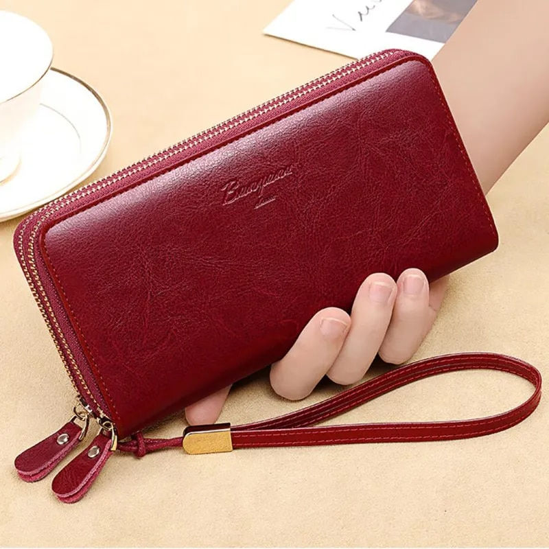 الصورة المصغرة: Luxury Genuine Leather Long Wallet - Elegant and Spacious Card Holder Purse