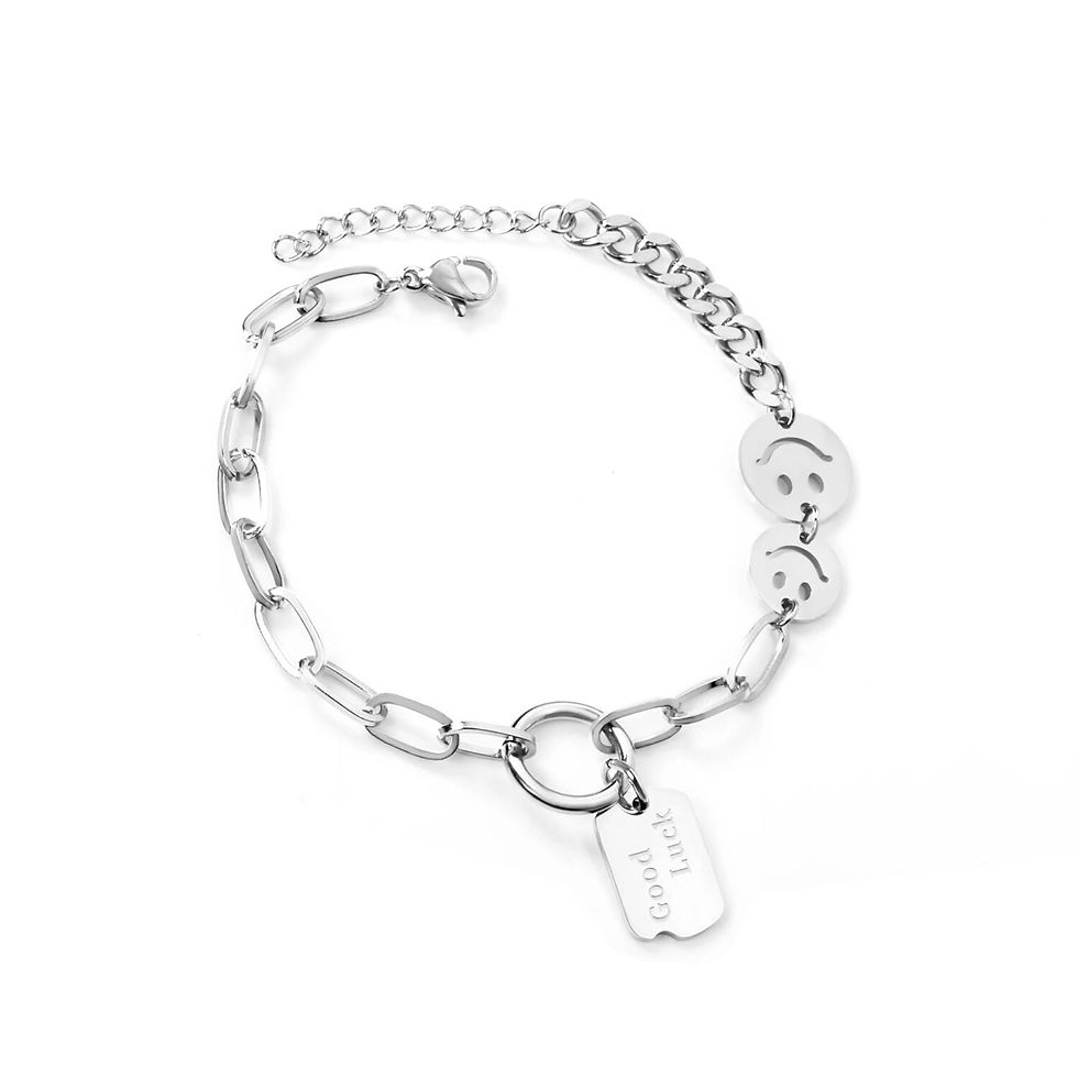Thumbnail: Love Cuban Pendant Chain Bracelets - Stainless Steel