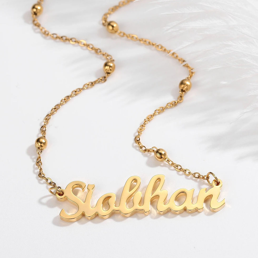 Miniatura: Custom Name Necklace with Pearl Chain, Gold