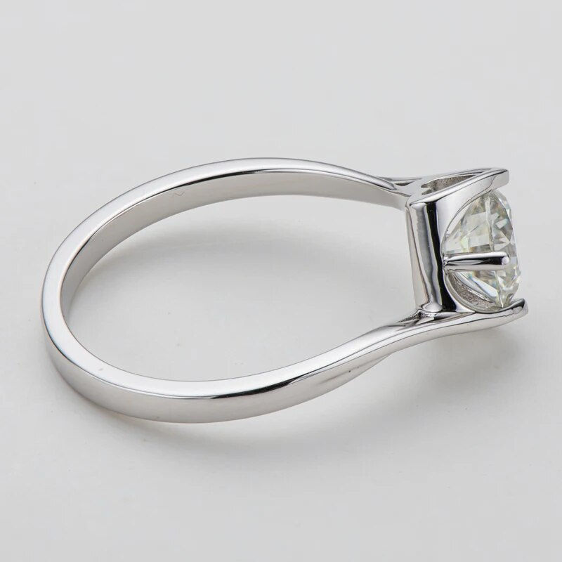Thumbnail: 925 Sterling Silver 6.5mm Round Moissanite Wedding Ring