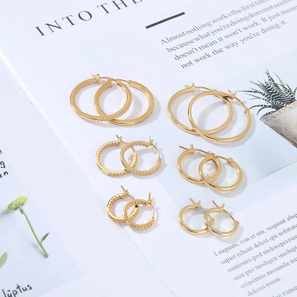 Miniatura: 2 Pair Hoop Earrings for Women - 14K Gold Plated 