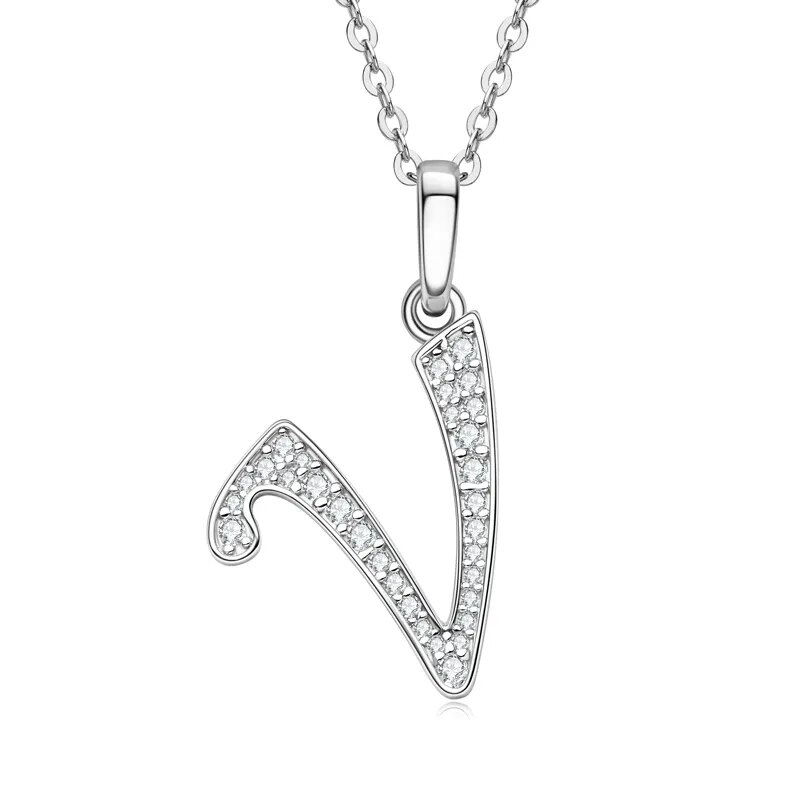 Miniature : Moissanite Necklace A-Z 26 Letters Initial Pendant Real Silver 925 Jewellery