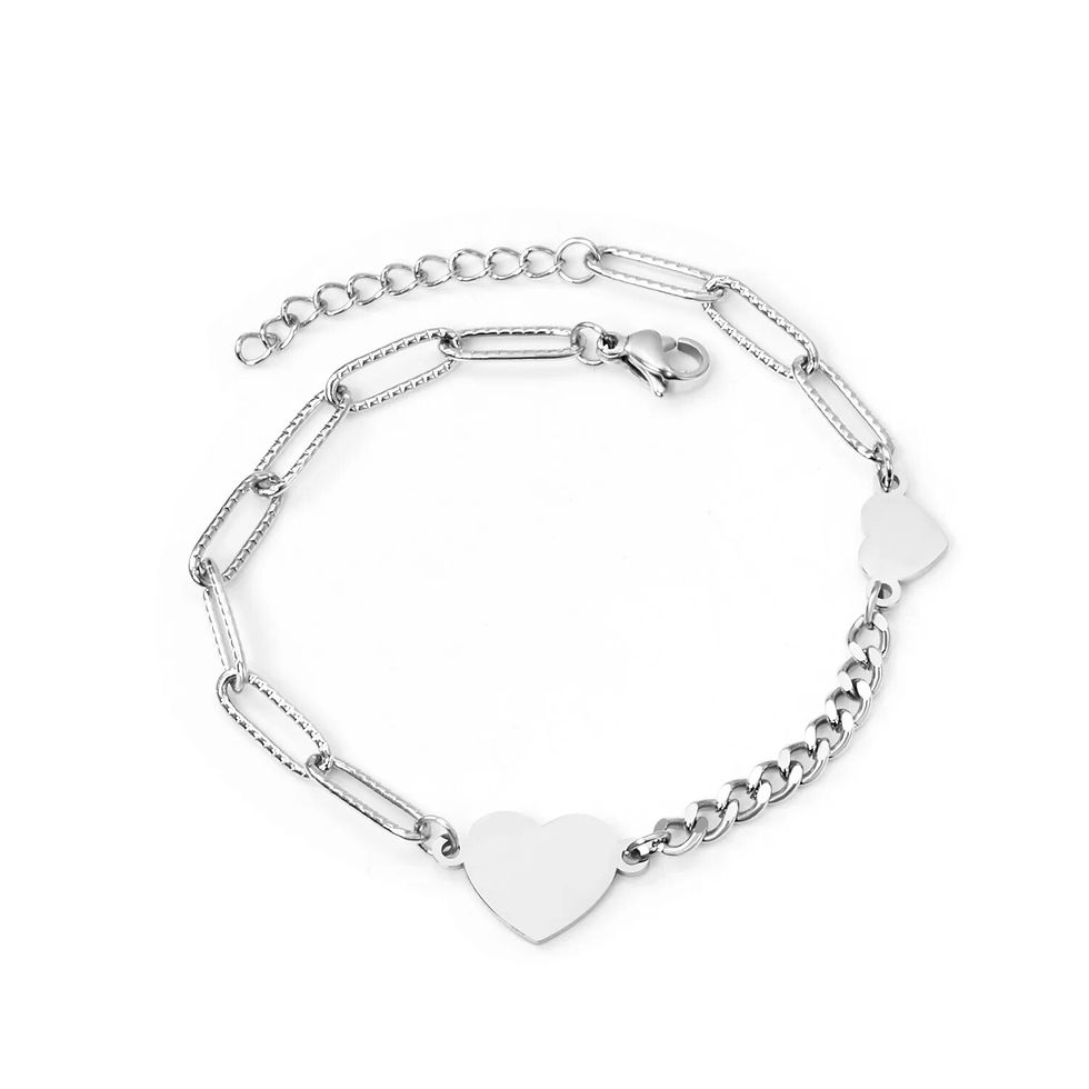 Миниатюра: Love Cuban Pendant Chain Bracelets - Stainless Steel