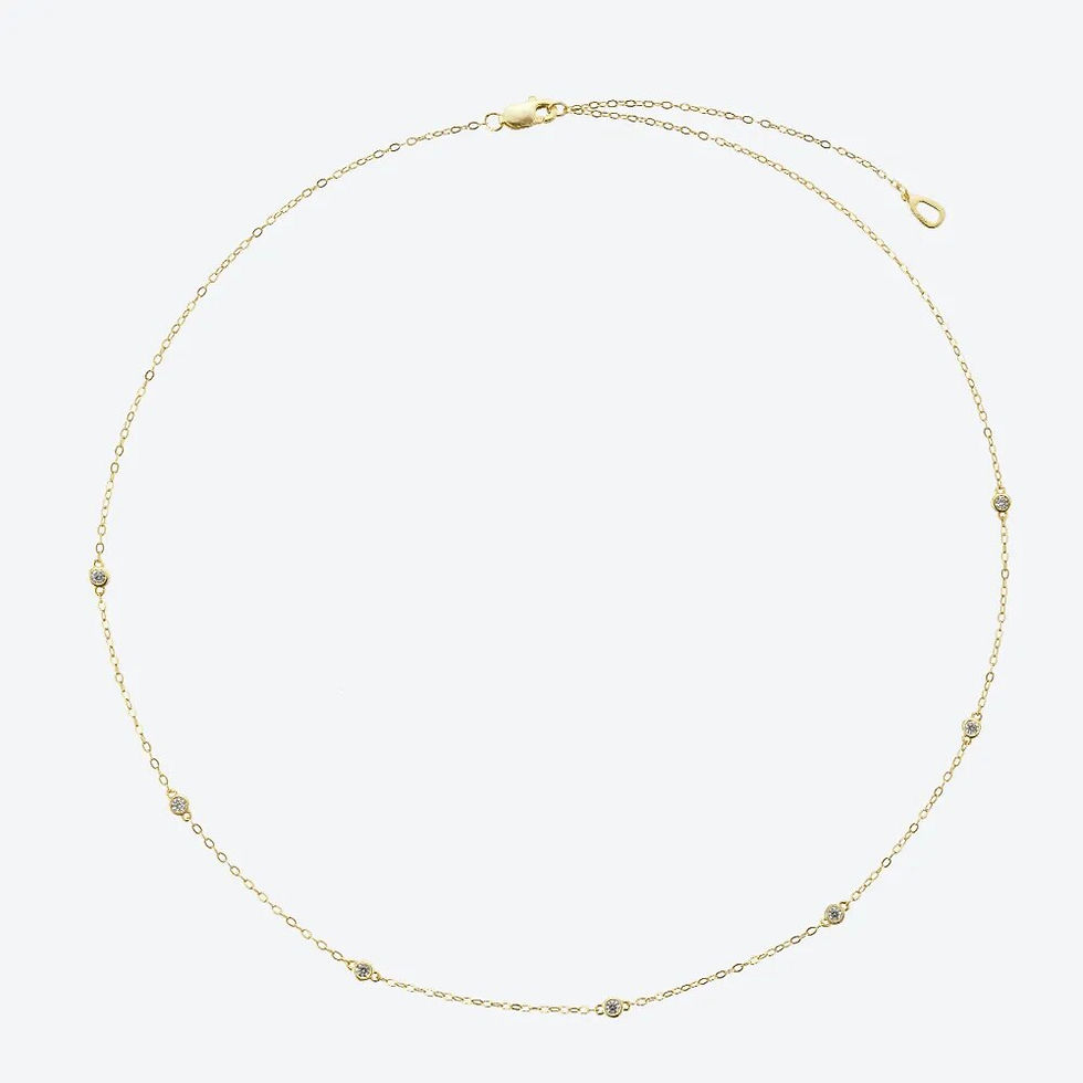 Miniature : 925 Sterling Silver Gold Round CZ Zircon Charm Choker Necklace Luxury Jewellery