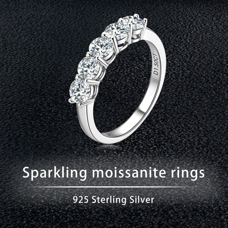Miniaturebillede: Double Row Moissanite Engagement Ring in 925 Sterling