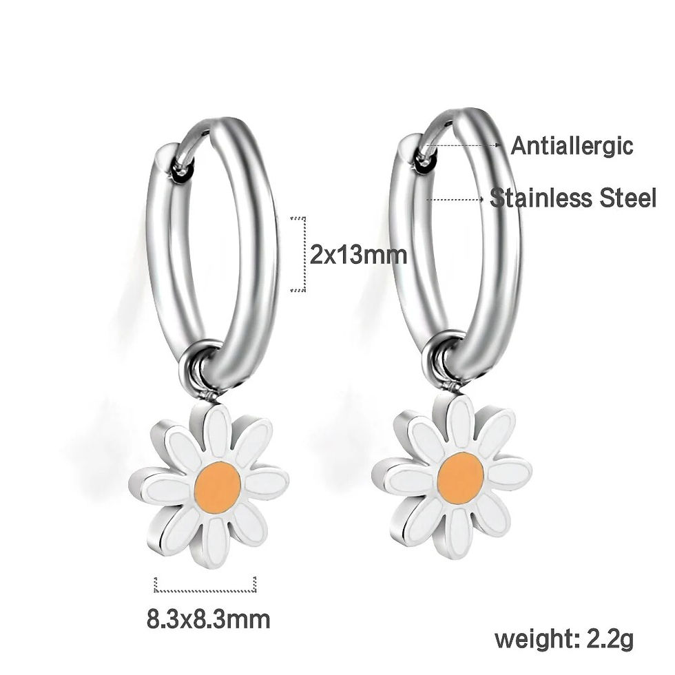 Küçük resim: Imitation Pearls Drop Hoop Earrings - Stainless Steel
