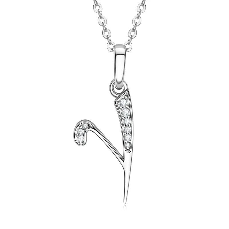 Miniature : Moissanite Necklace A-Z 26 Letters Initial Pendant Real Silver 925 Jewellery