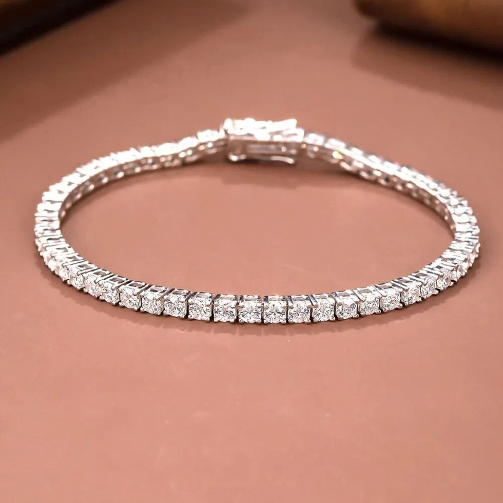 Miniatura: 3mm D Color Moissanite Tennis Bracelet - 925 Sterling Silver & 18K Gold Plated