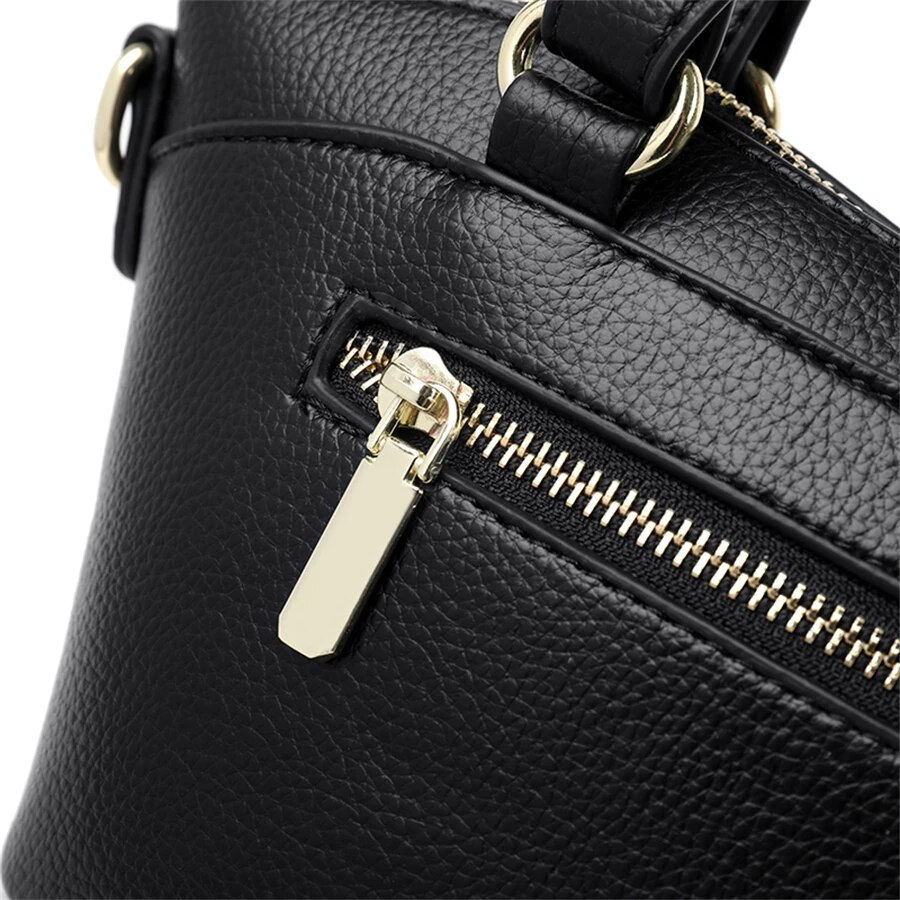 Thumbnail: Solid Color Genuine Leather Crossbody Bag - High-Quality Luxury Handbag 