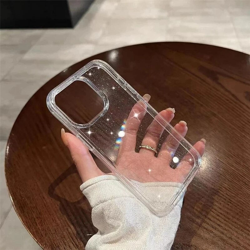 الصورة المصغرة: Luxury Bling Glitter Clear Case For iPhone Shockproof Transparent Soft Cover 