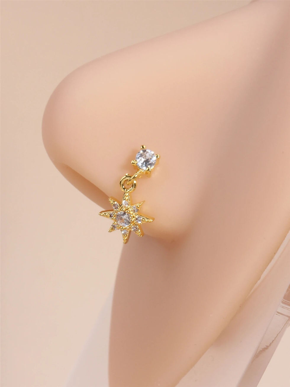 Miniature : Cute Heart-shaped Nose Ring Stud - Hypoallergenic CZ Piercing Jewellery

