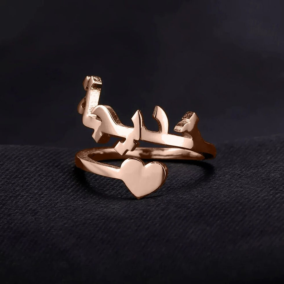 Miniaturebillede: Custom Arabic Letter Rings - Personalised Stainless Steel Gold Rings
