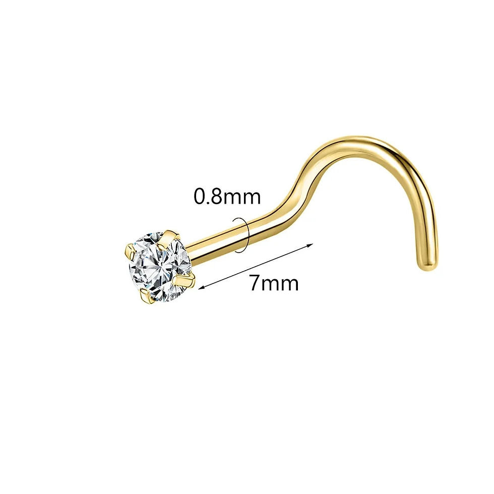 Miniaturbild: ZS 925 Silver Nostril Piercings - Gold Plated Nose Studs with Shiny Zircon