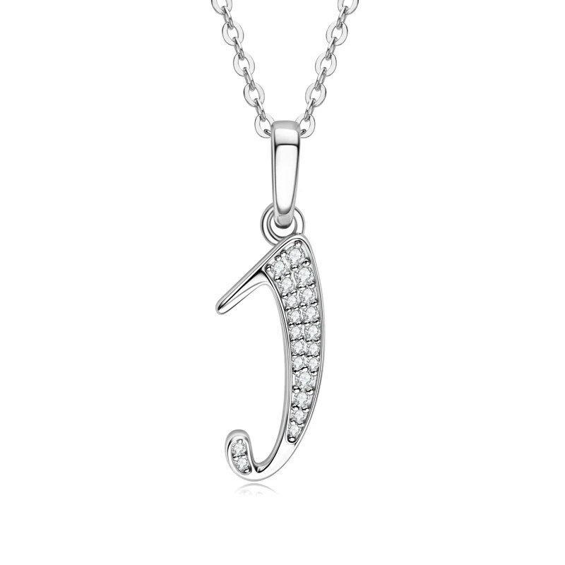 Miniature : Moissanite Necklace A-Z 26 Letters Initial Pendant Real Silver 925 Jewellery