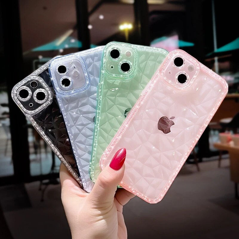 الصورة المصغرة: Luxury Glitter Diamond Transparent iPhone Case - Shockproof Silicone Bumper