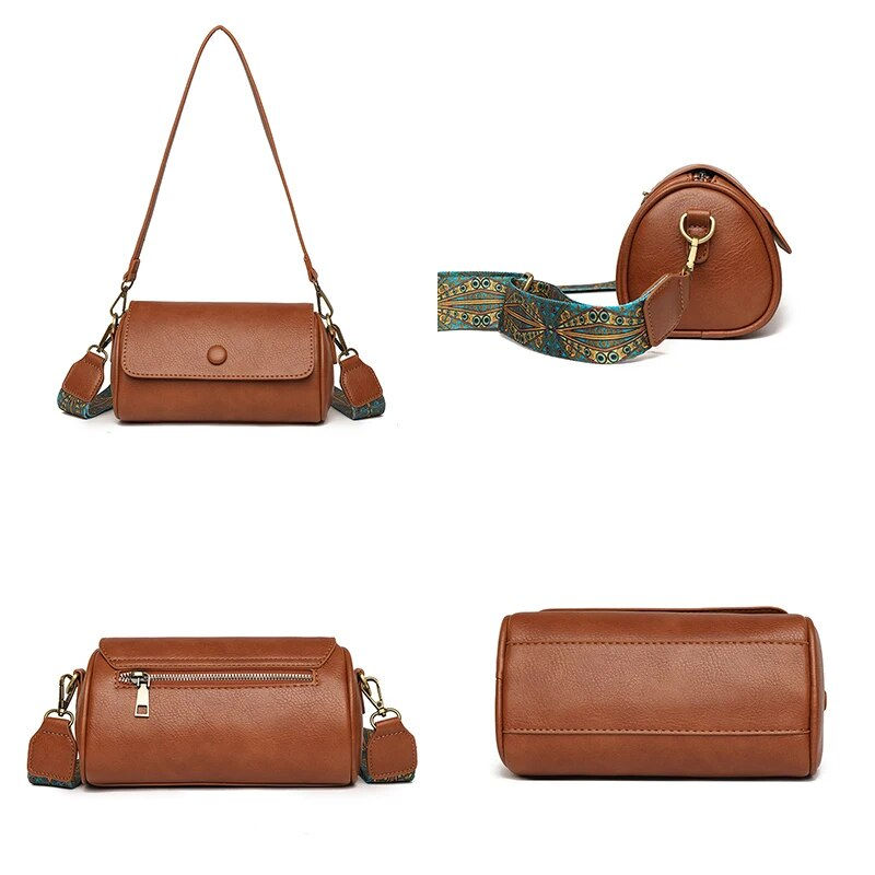 الصورة المصغرة: Vintage Luxury Genuine Leather Shoulder Bag - Designer Long Strap Messenger Bag

