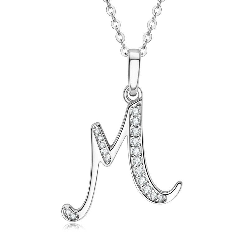 Miniature : Moissanite Necklace A-Z 26 Letters Initial Pendant Real Silver 925 Jewellery