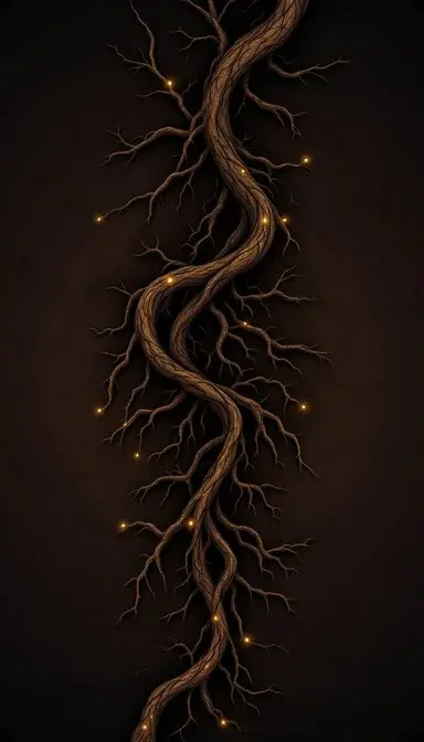 Winding root with glowing lights