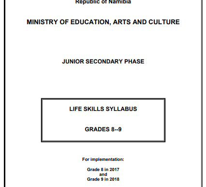 Junior Secondary Phase, Life Skills syllabus Grades 8-9