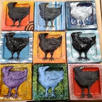 Colorful bird tiles: unique artwork