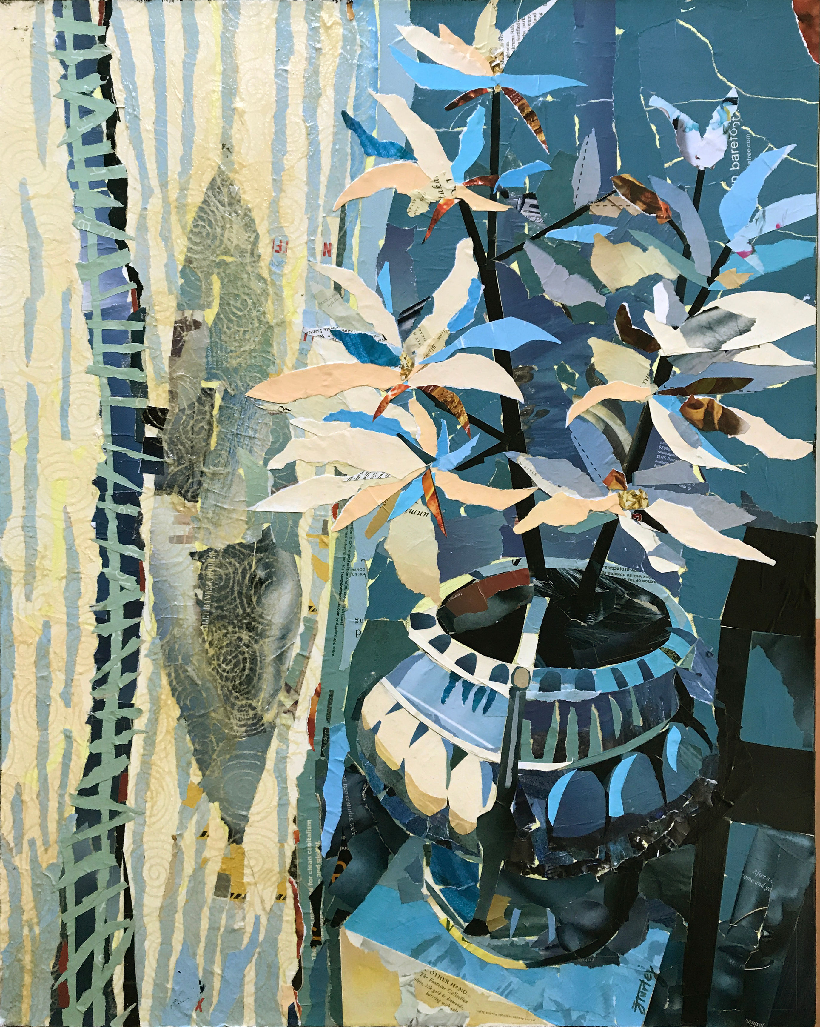 Blue Vase #2 paper collage