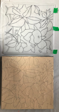 Tracing the design onto the canvas