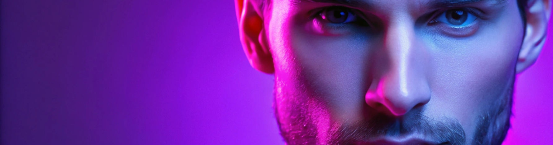 night-handsome-caucasian-mans-portrait-isolated-purple-studio-background-neon-monochrome-b